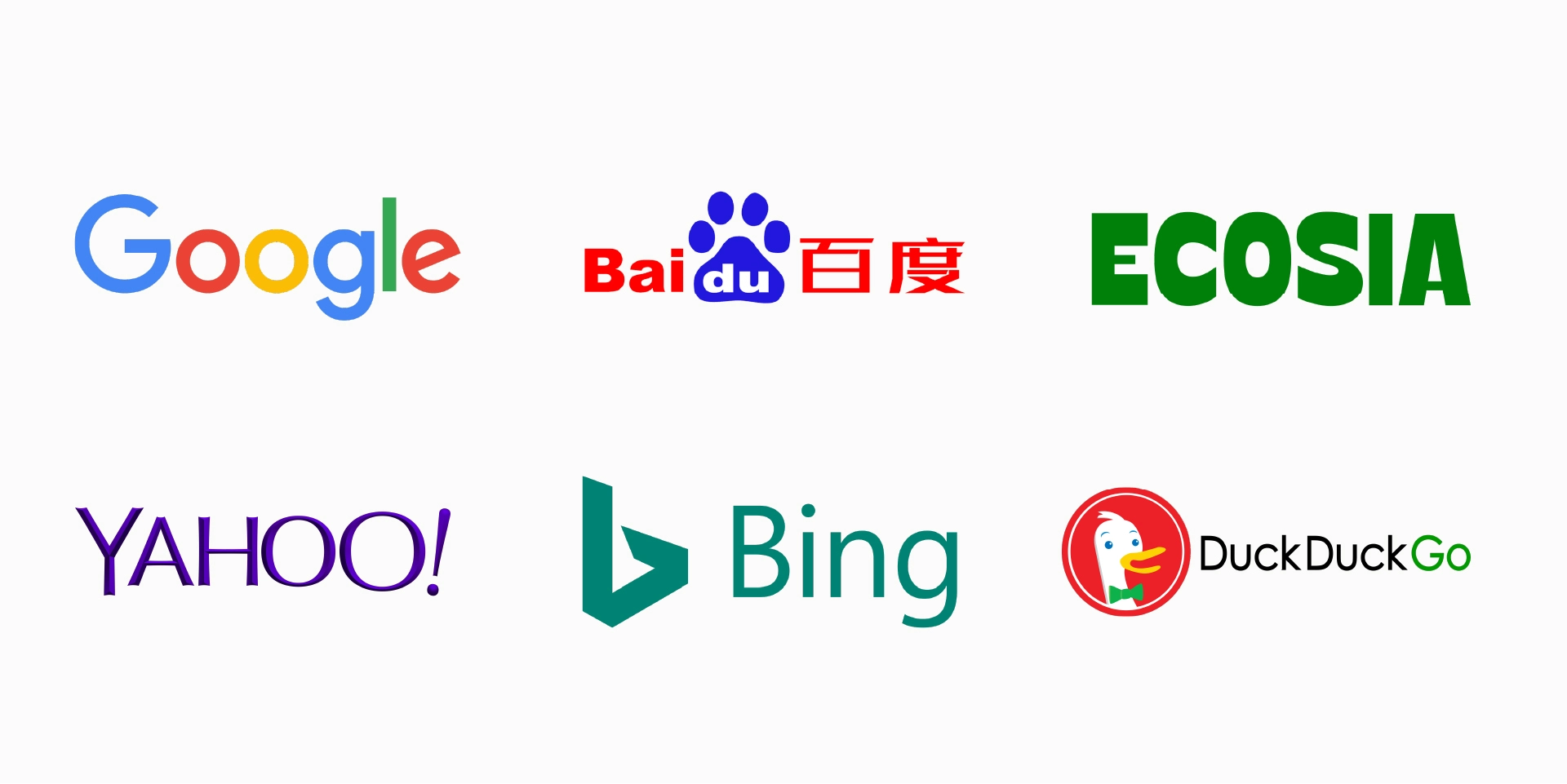 Buscadores alternativos a Google: Baidu, Bing, Yahoo, Duckduckgo y ecosia entre otros.